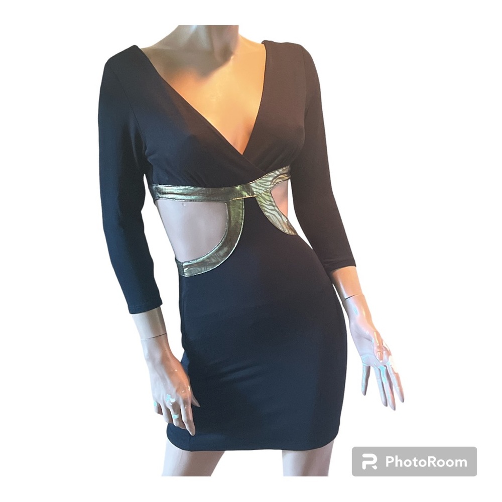 Goodtime USA Medium black/gold dress cut out waist open back New Without Tags